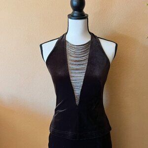 VTG Cache Beaded Velvet 2-Piece Gown - Deep Rich Chocolate